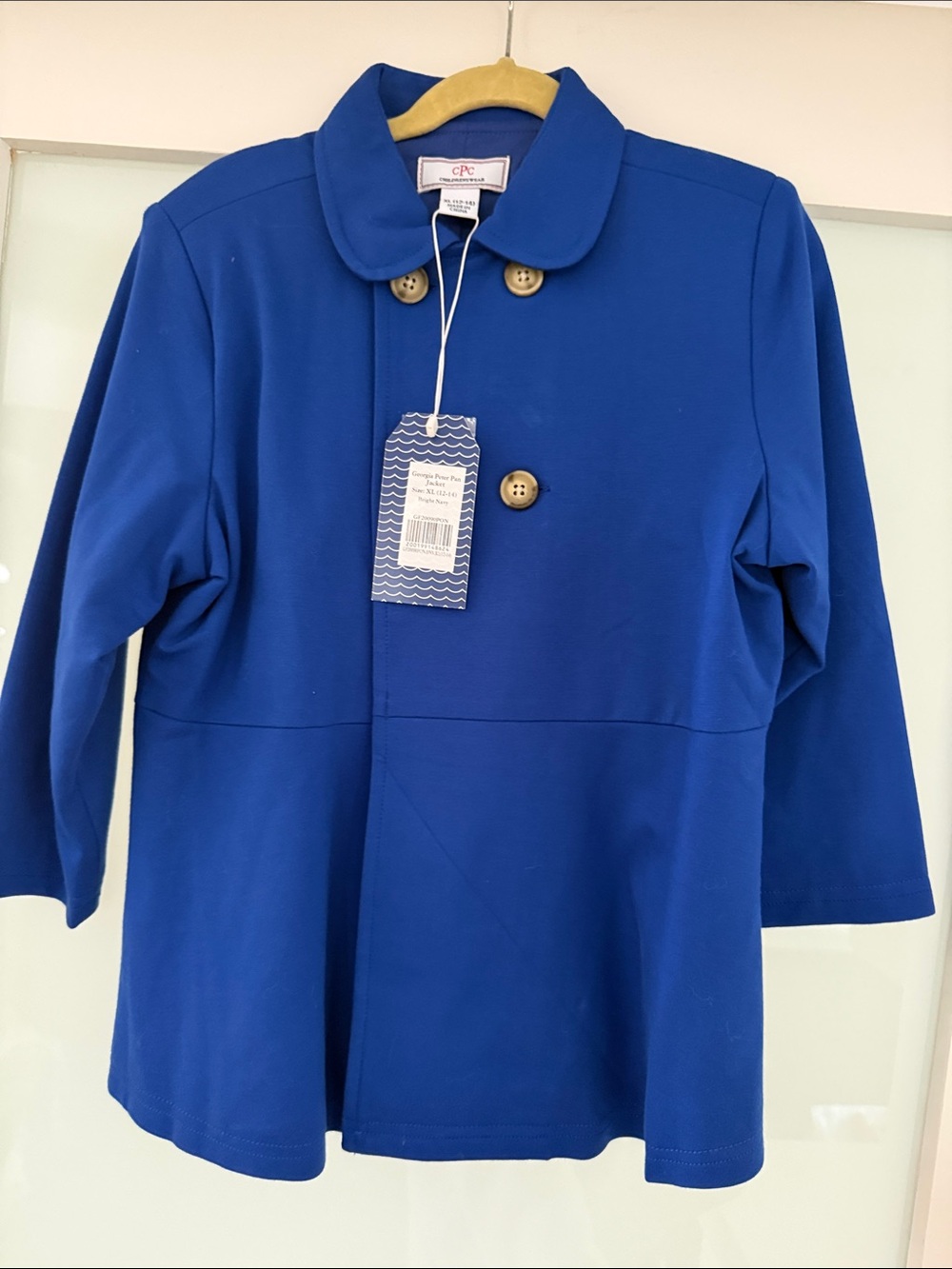 Kids Royal Blue Peacoat with Decorative Buttons